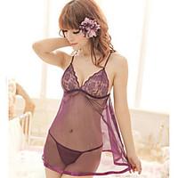 Women Babydoll Slips Ultra Sexy Nightwear Solid Cotton Blends Purple