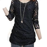 Women\'s Lace Beads Lace Slim T-shirt