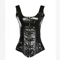 women overbust corset genuine leather zip