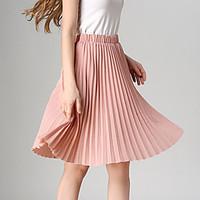 womens new style all matches pleated skirt vintage high waist show thi ...