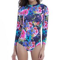 Womens Floral Pattern Long Sleeve Surf Board Swimsuit