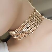 Women\'s Choker Necklaces Statement Necklaces Alloy Rhinestone Silver Plated Rose Gold Plated Fashion Punk Statement Jewelry Simple Style