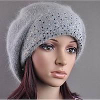 Women\'s Rabbit Fur Floppy Hat, Casual Solid Fall Winter