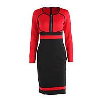 Women\'s Vintage / Simple / Street chic Color Block A Line / Bodycon Dress, Round Neck Knee-length Cotton / Polyester
