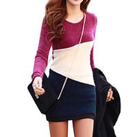 womens graypurple mini dress long sleeve splice design