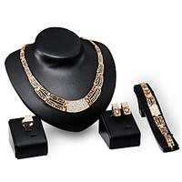 Women\'s Jewelry Set Statement Necklaces Bracelet Earrings Ring Jewelry Gold Plated 18K gold Fashion Statement Jewelry Golden Jewelry For