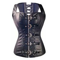 women overbust corset patent leather up