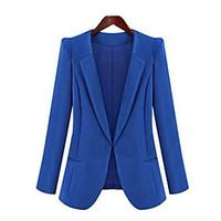 Women\'s Fall Blazer, Solid Long Sleeve Blue / Black Medium