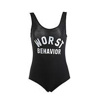 womens new style letter print one pieces push up black