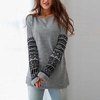 womens casualdaily simple sweatshirt print round neck stretchy cotton  ...