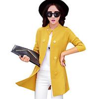 womens going out simple street chic long cardigan coat stand collar lo ...