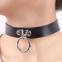 Women\'s Choker Necklaces Tattoo Choker Leather Alloy Tattoo Style Fashion Punk Brown Red Green Blue Pink Jewelry Daily Casual 1pc