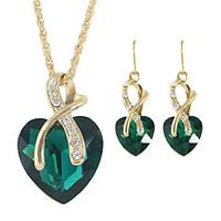 Women\'s Hoop Earrings Pendant Necklaces Necklace/Earrings Heart Fashion Rhinestone Alloy Heart Necklaces Earrings ForWedding Gift Daily