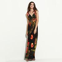 womens beach plus size boho swing dress print deep v maxi sleeveless p ...