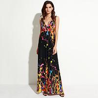 womens backless holiday plus size boho swing dress rainbow strap maxi  ...