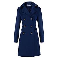 womens casualdaily sophisticated coat solid peaked lapel long sleeve w ...