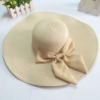 Women\'s Wide Brim Bow Straw Floppy Hat