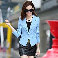 womens work simple all seasons blazersolid deep v long sleeve blue pin ...