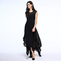 womens lace beach laceskater dress solid round neck maxi sleeveless bl ...