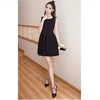 womens going out casualdaily sheath dress solid round neck mini sleeve ...