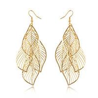 Women\'s Gold Hollow Leaf Drop Earrings