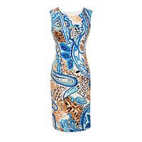 Women\'s Casual/Daily Beach Holiday Vintage Bodycon Dress, Print Round Neck Above Knee Sleeveless Polyester Spandex Summer High Rise