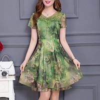 womens plus size going out sophisticated a line chiffon dress print ro ...