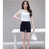 womens casualdaily simple summer t shirt pant suits solid round neck s ...