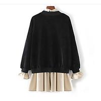 womens casualdaily simple sweatshirt solid round neck micro elastic co ...