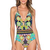 womens boho bandeau one piece floral polyester green sexy beach swimwe ...