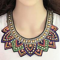 Women\'s Statement Necklaces Resin Fabric Alloy Fashion Bohemian Rainbow Jewelry Party Daily 1pc