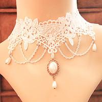 Women\'s Choker Necklaces Pendant Necklaces Gothic Jewelry Tattoo Choker Lace Tattoo Style Vintage Victorian White JewelryWedding Party