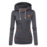 womens casualdaily simple hoodie jacket solid micro elastic cotton pol ...