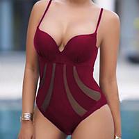 womens bandeau one piece solid mesh polyester