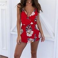 womens backless loose rompers casualdaily beach sexy cute floral deep  ...