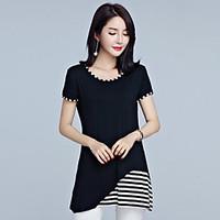 womens plus size casualdaily simple summer shirt solid stand sleeve co ...