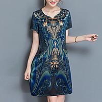 womens plus size going out sophisticated loose dress print v neck abov ...