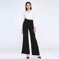 womens wide leg zipper loose high waist flare wide leg pants plus size ...