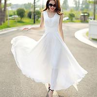 Women\'s Surplice Neck Dress , Chiffon Maxi Sleeveless