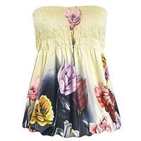 womens casualdaily sexy simple summer blouse floral strapless sleevele ...