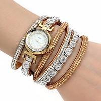 Women\'s Fashion Watch Wrist watch Bracelet Watch Colorful Imitation Diamond Quartz PU BandVintage Sparkle Bohemian Charm Bangle Cool