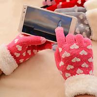 women youth girls warm wool knitted hearts touch gloves