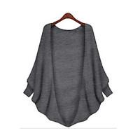 Women\'s Going out Casual/Daily Sexy Cute Street chic Regular Cardigan, Solid Round Neck Long Sleeve Acrylic Spring Fall Medium