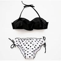 Women\'s Halter Bikini, Dot Spandex White