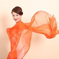 Women Casual Pure Color Orange Silk Gauze Chiffon Rectangle Scarf Shawl Beach Towel