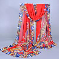 Women\'s Chiffon India Totem Print Scarf Red/White/Black/Blue/GrayCoffee