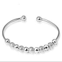 womens bracelet sterling silver plated shining lucky beads cuff bracel ...