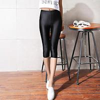 Women\'s Polyester Thin Solid Color Legging Solid Sparkling This Style is TRUE to SIZE.
