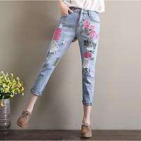 womens straight jeans pants casualdaily simple solid ripped high rise  ...