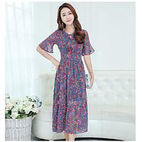 womens going out casualdaily cute sheath dress print v neck midi short ...